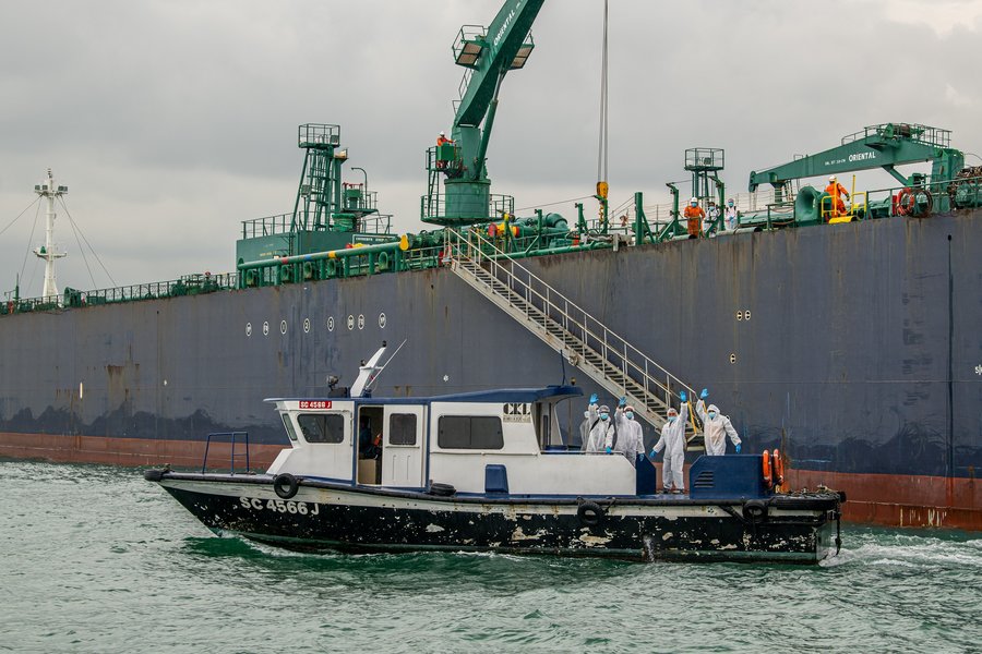 2+Crew+relieved+to+be+finally+disembarking+from+ship 2+Crew+relieved+to+be+finally+disembarking+from+ship