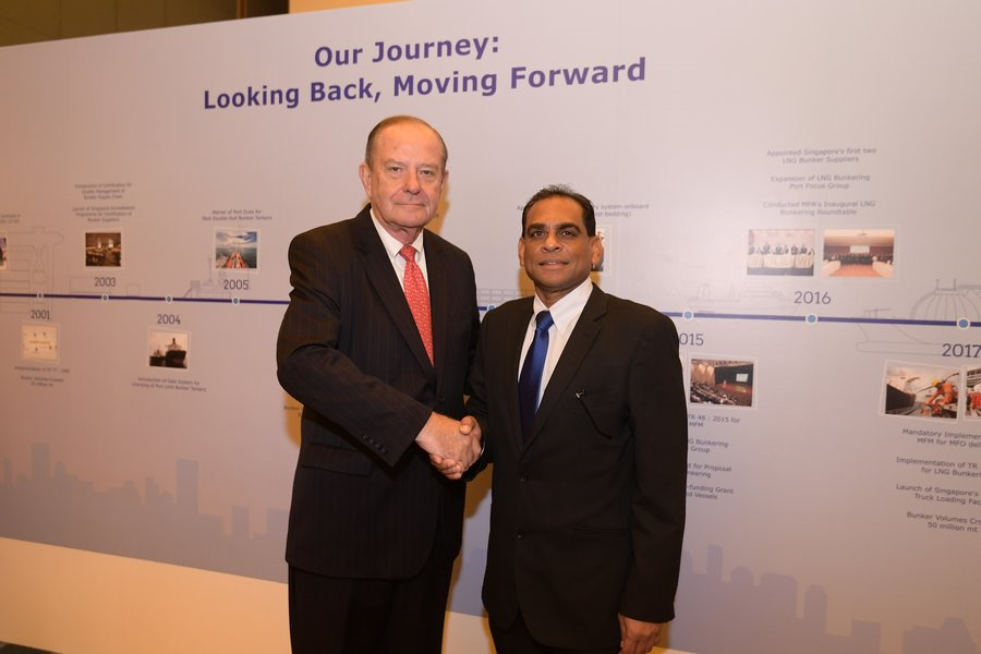 Mr Peter Keller, SEA\LNG chairman and executive vice president, TOTE Inc. together with Capt M Segar, Assistant Chief Executive (Operations), MPA.