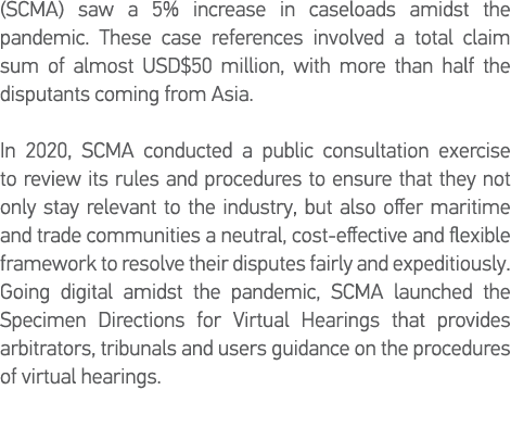 (SCMA) saw a 5% increase in caseloads amidst the pandemic  These case references involved a total claim sum of almost   