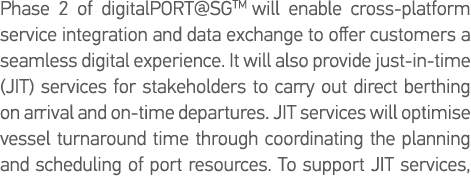 Phase 2 of digitalPORT SGTM will enable cross-platform service integration and data exchange to offer customers a sea   