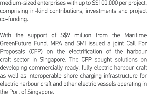 medium-sized enterprises with up to S 100,000 per project, comprising in-kind contributions, investments and project    