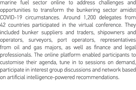 marine fuel sector online to address challenges and opportunities to transform the bunkering sector amidst COVID-19 c   