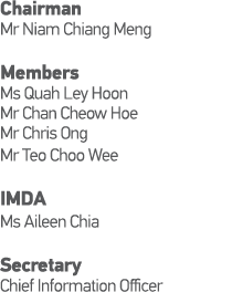 Chairman Mr Niam Chiang Meng             Members Ms Quah Ley Hoon Mr Chan Cheow Hoe Mr Chris Ong              Mr Teo    