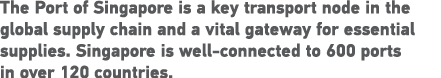 The Port of Singapore is a key transport node in the global supply chain and a vital gateway for essential supplies     