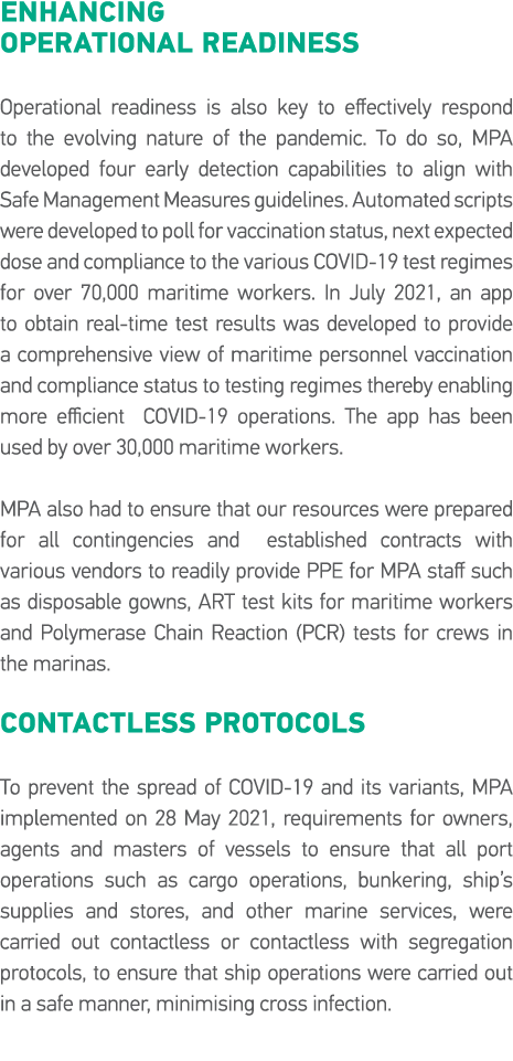 Enhancing Operational Readiness Operational readiness is also key to effectively respond to the evolving nature of th   