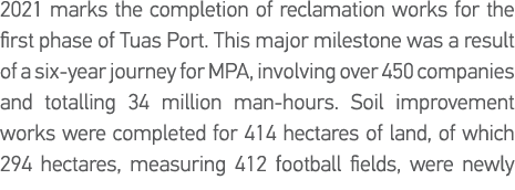 2021 marks the completion of reclamation works for the first phase of Tuas Port  This major milestone was a result of   