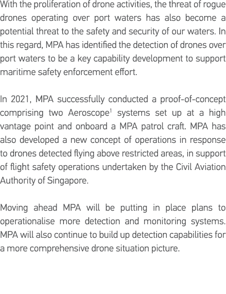 With the proliferation of drone activities, the threat of rogue drones operating over port waters has also become a p   