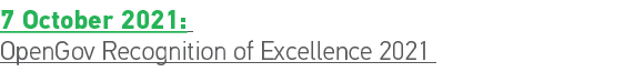 7 October 2021: OpenGov Recognition of Excellence 2021 