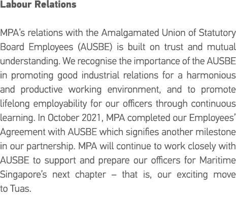Labour Relations MPA s relations with the Amalgamated Union of Statutory Board Employees (AUSBE) is built on trust an   