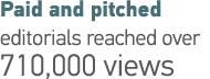 Paid and pitched editorials reached over 710,000 views