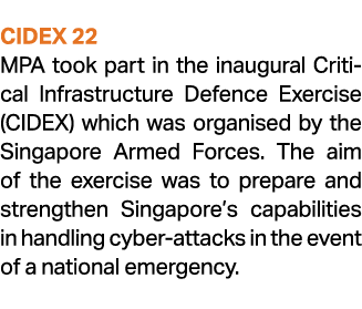 CIDEX 22 MPA took part in the inaugural Critical Infrastructure Defence Exercise (CIDEX) which was organised by the S...