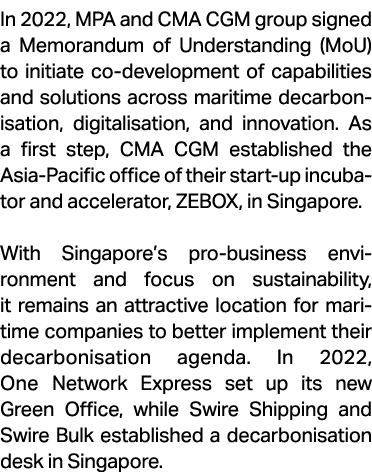 In 2022, MPA and CMA CGM group signed a Memorandum of Understanding (MoU) to initiate co development of capabilities ...