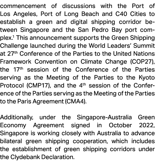 commencement of discussions with the Port of Los Angeles, Port of Long Beach and C40 Cities to establish a green and ...