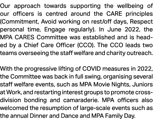 Our approach towards supporting the wellbeing of our officers is centred around the CARE principles (Commitment, Avoi...